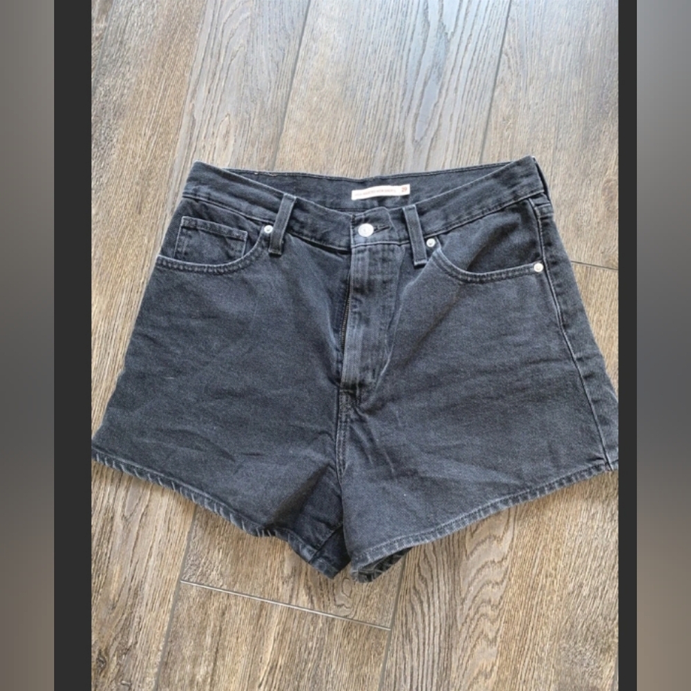 High Waisted Mom Shorts Levi Black Denim Sz 25 Casual Retro Travel Y2K Travel
